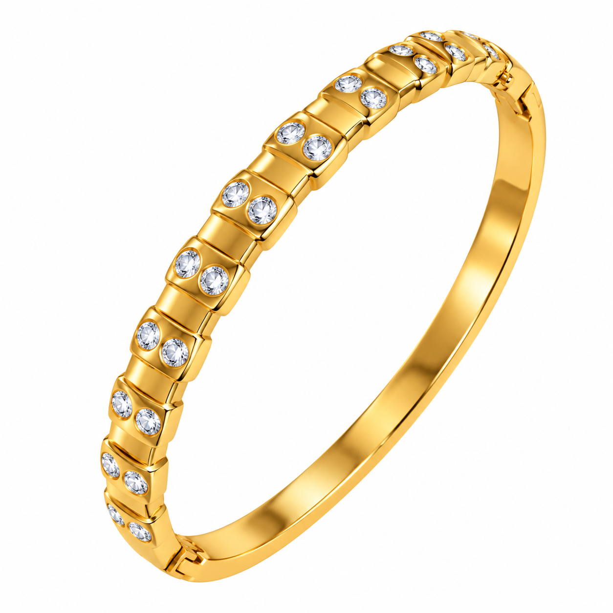 18K Gold-Tone Crystal Duo Bangle Bracelet