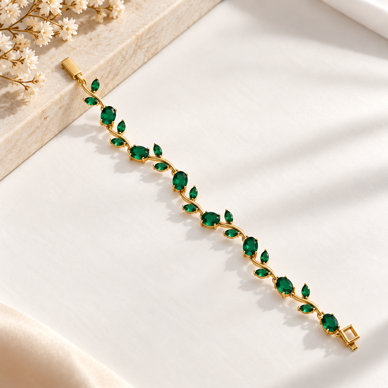 Emerald Green Vine Chain Bracelet