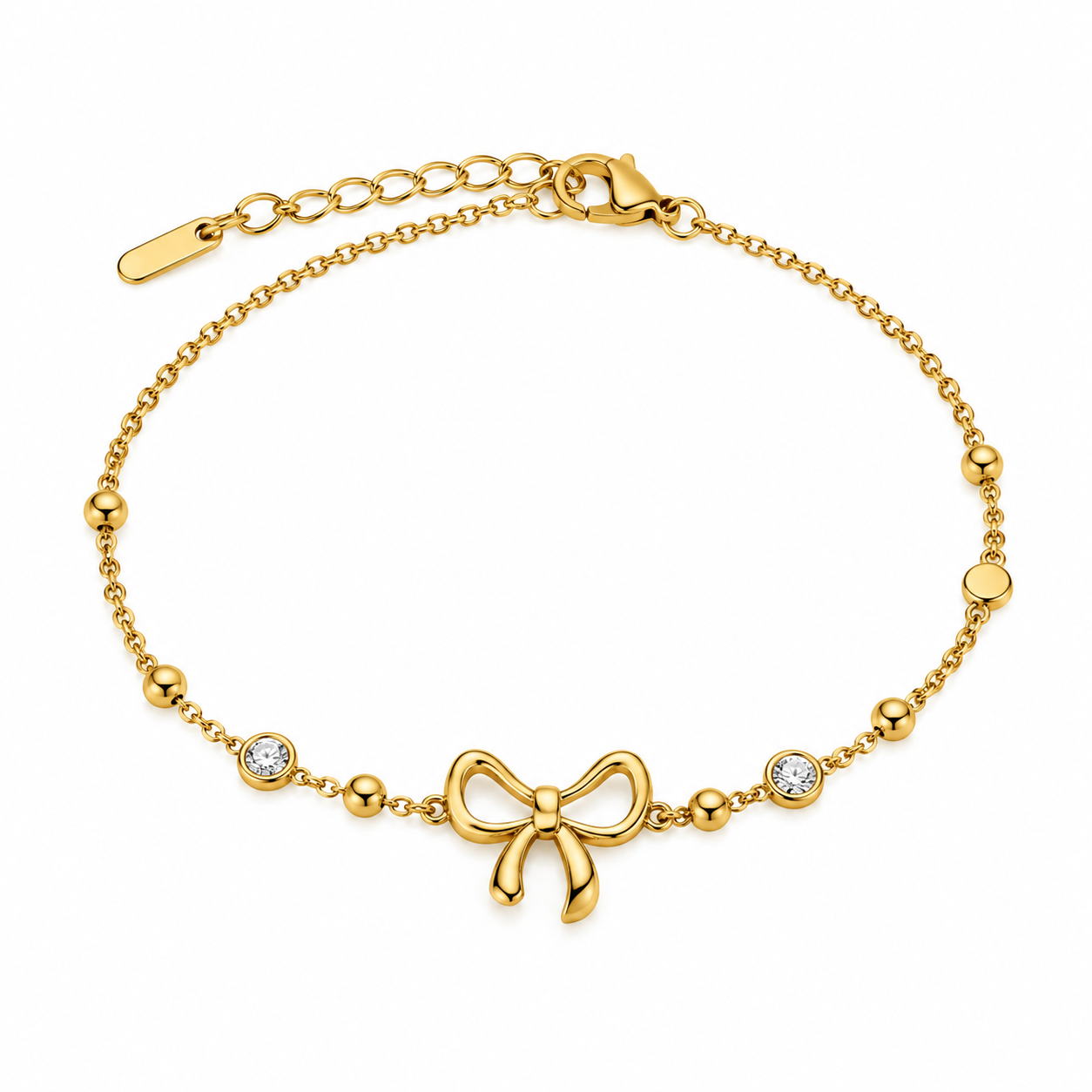 Golden Bow Charm Chain Bracelet