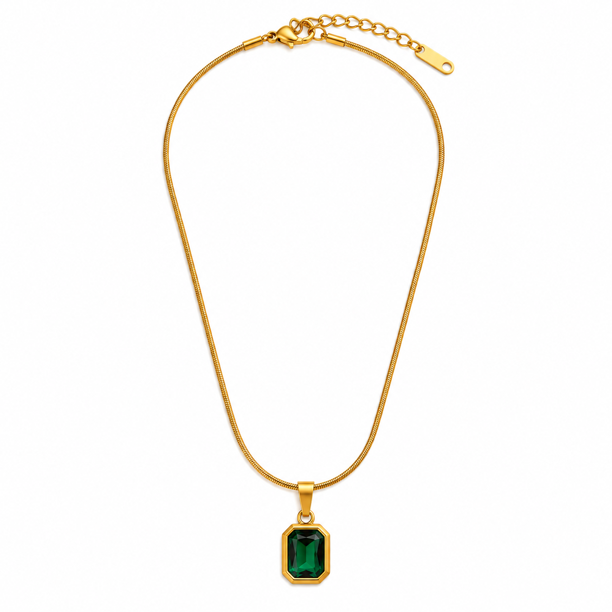Emerald Green Stone Gold Chain Pendant