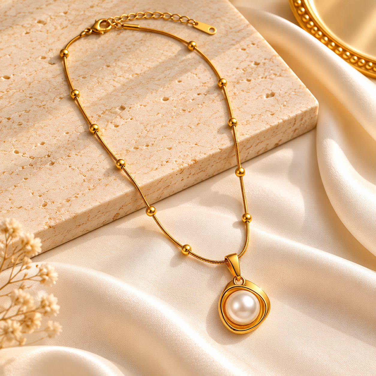Golden Pearl Chain Pendant