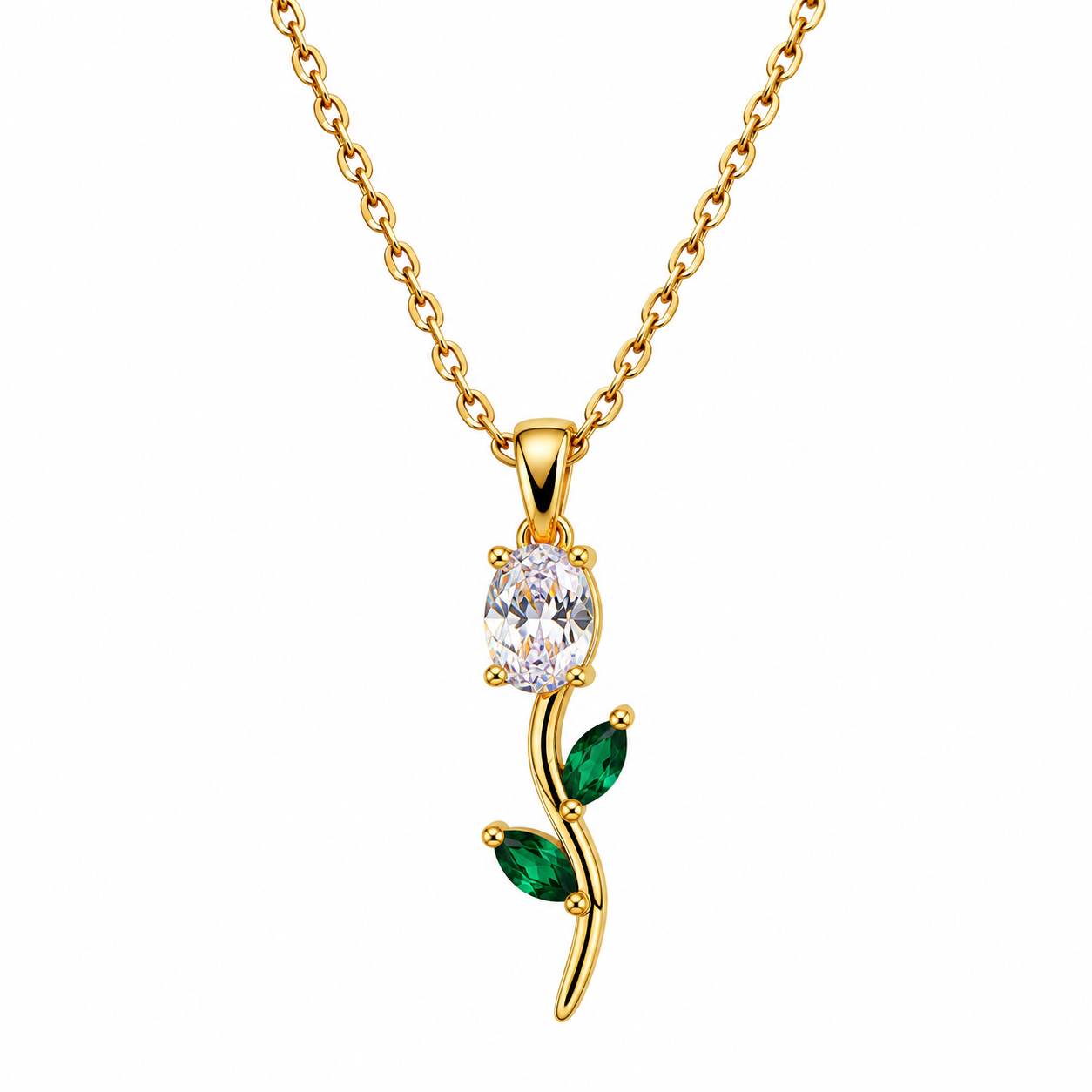 Emerald Vine Gold-Tone Pendant Necklace
