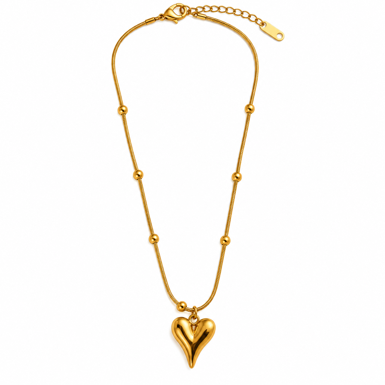 Golden Heart Charm Chain Pendant