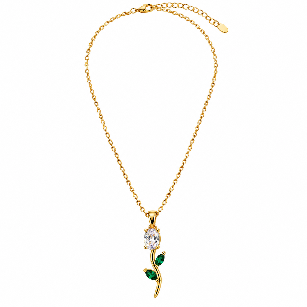 Emerald Vine Gold-Tone Pendant Necklace