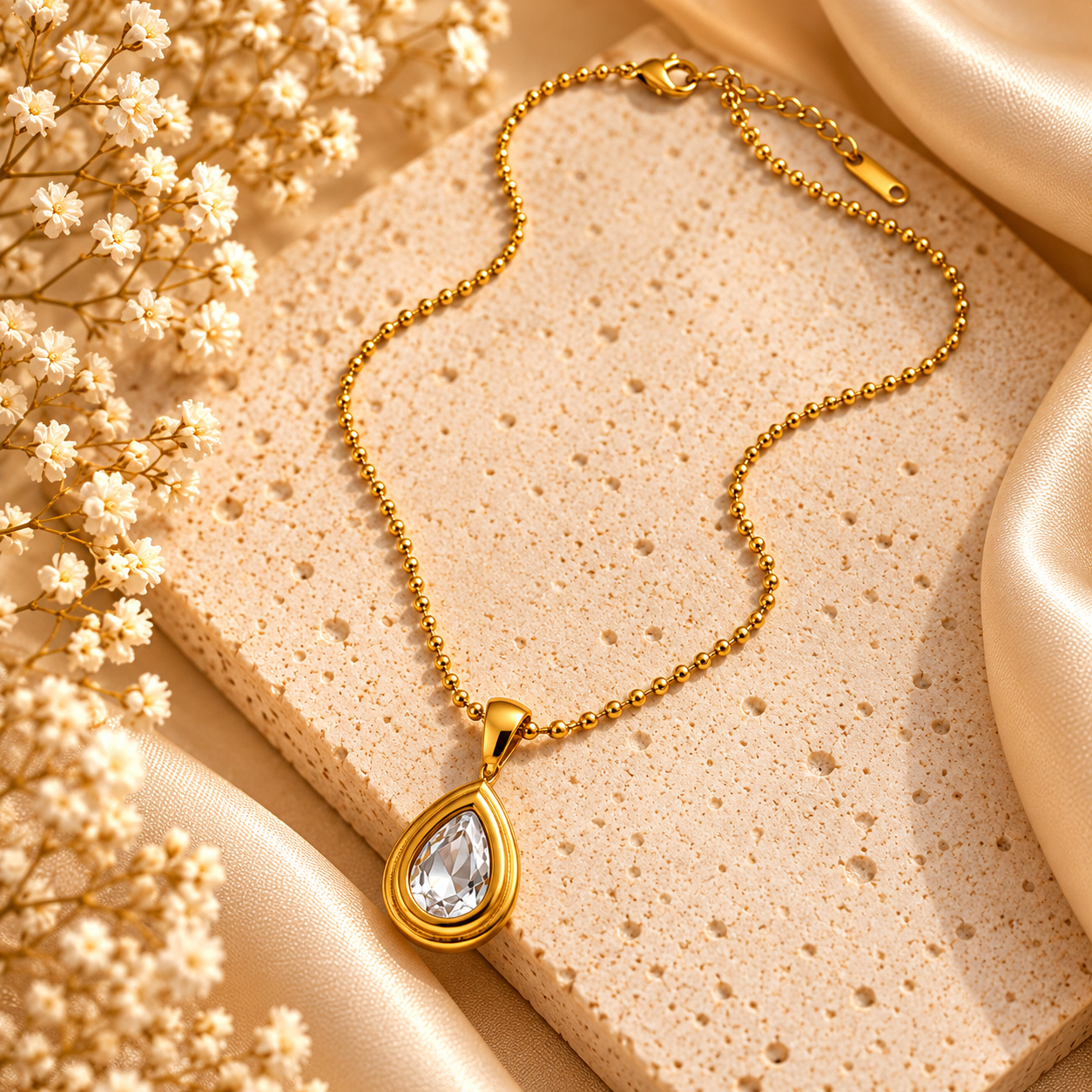Golden Teardrop Crystal Pendant