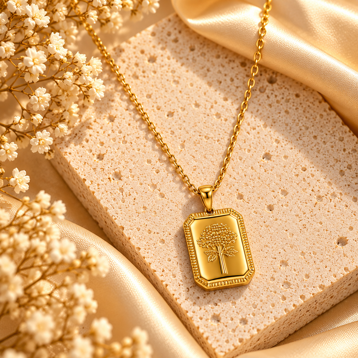 Golden Rose Pendant Necklace