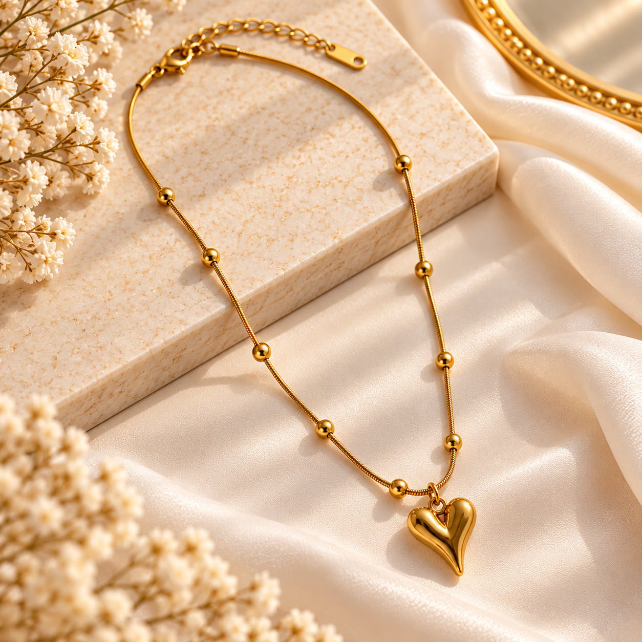 Golden Heart Charm Chain Pendant
