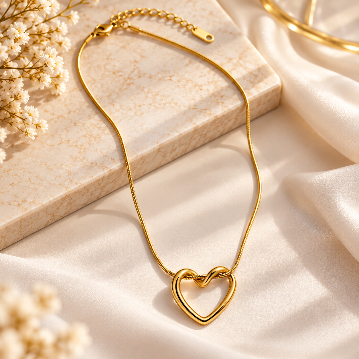 Golden Open Heart Chain Pendant