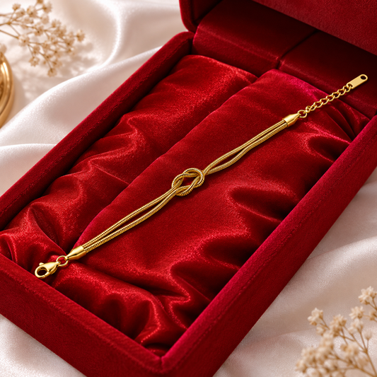 Golden Infinity Knot Chain Bracelet