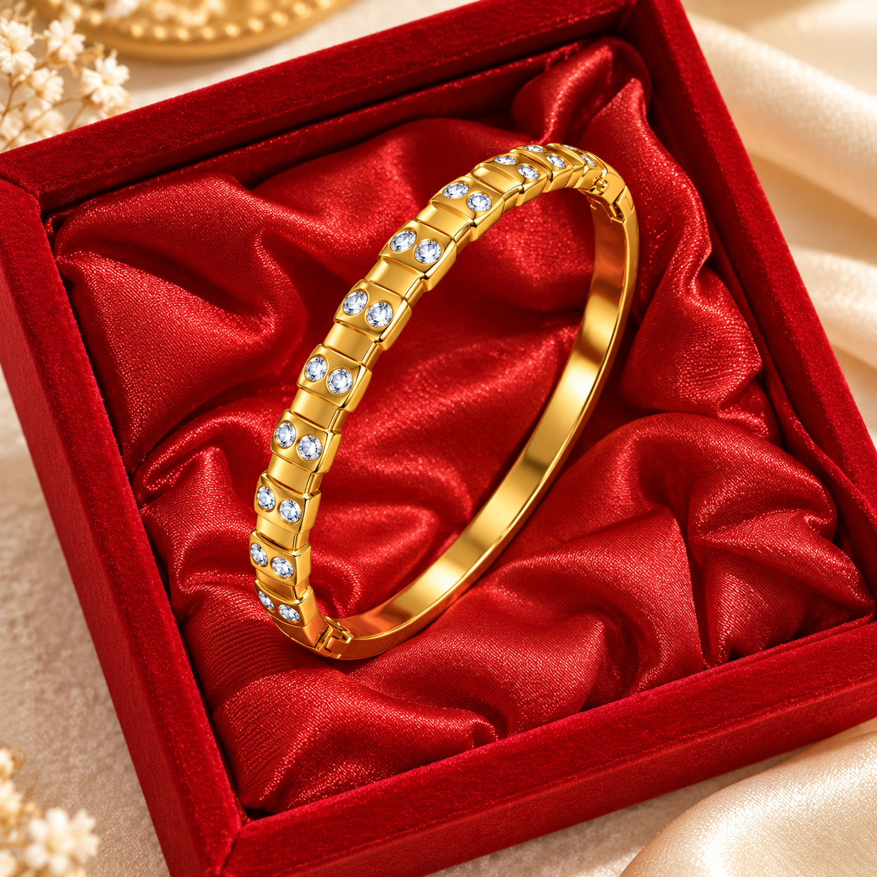 18K Gold-Tone Crystal Duo Bangle Bracelet