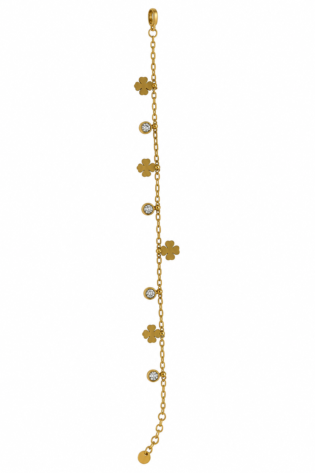 Golden Clover & Crystal Charm Bracelet